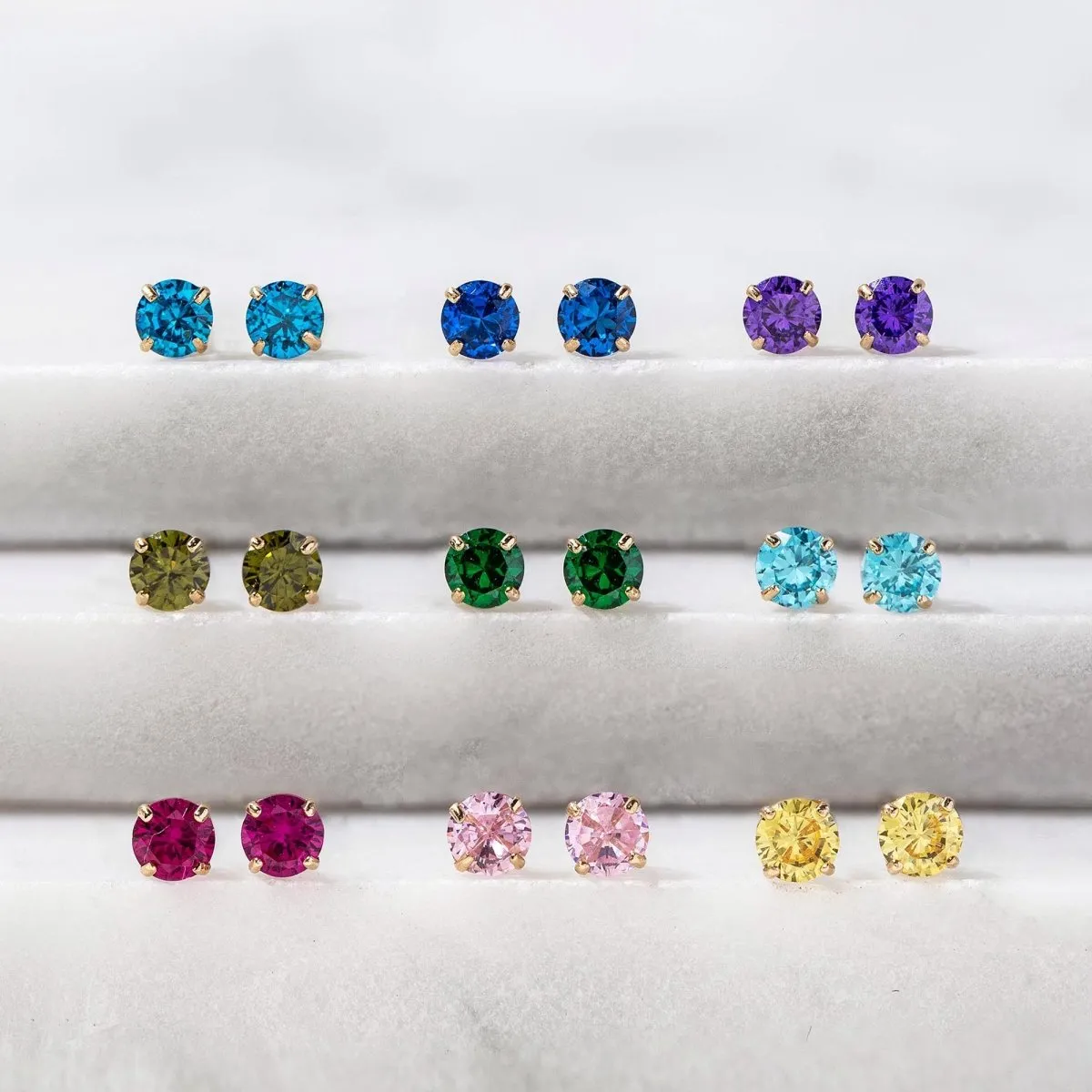 Birthstone Tiny Studs Emerald