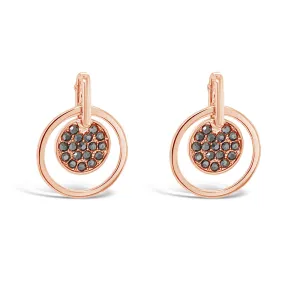 Black Crystals Rose Gold Small Drop Earrings