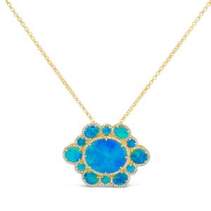 Black Opal Doublet & Diamond Pendant Necklace