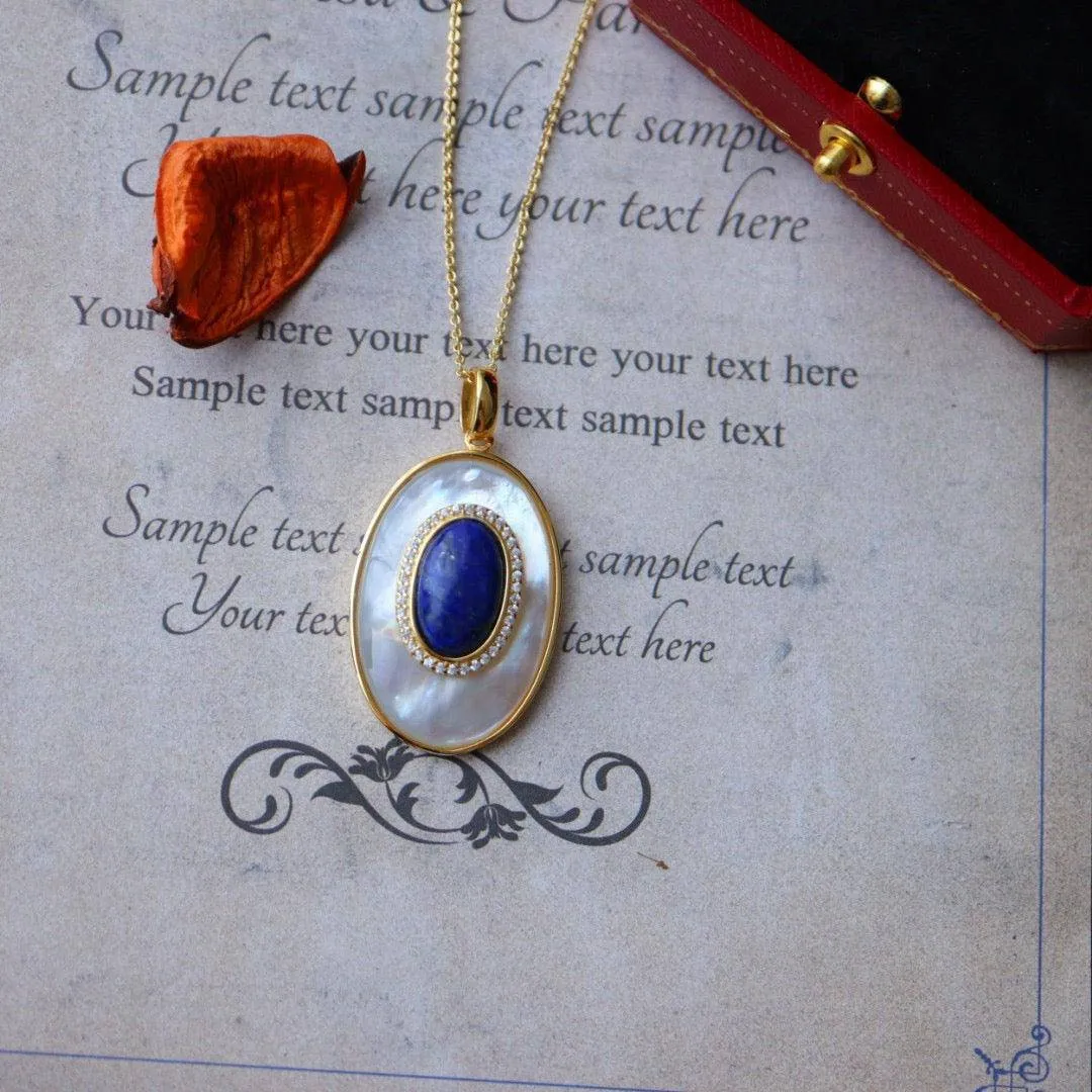 Blue Lapis Lazuli Mother of Pearls Pendant Necklace Earrings( Purchase Individually)