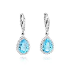 Blue Topaz and Diamond Earrings
