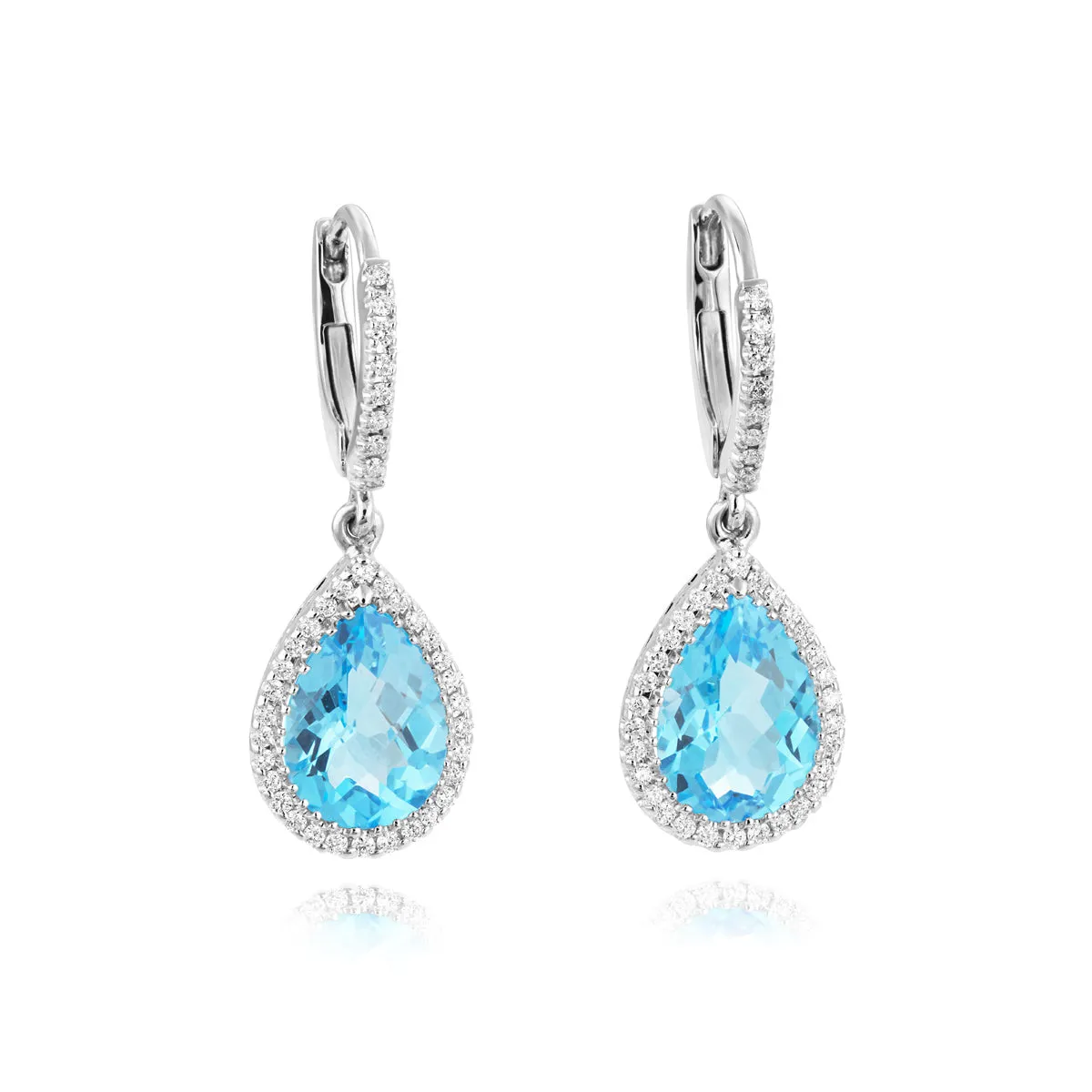 Blue Topaz and Diamond Earrings