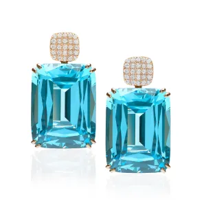 Blue Topaz and Diamond Earrings