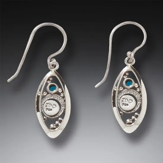 BLUE TOPAZ AND FOSSILIZED WALRUS IVORY EARRINGS – MICROCOSM
