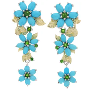 Blue Turquoise Sterling Silver Earrings with Accent