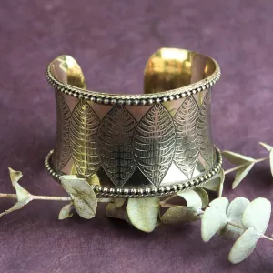 Brass Leaf Cuff Bracelet