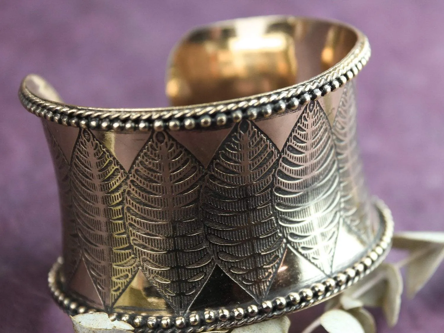 Brass Leaf Cuff Bracelet