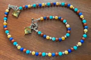 Carolyn Pollack Bead Necklace Bracelet Set Lapis Turquoise Jasper