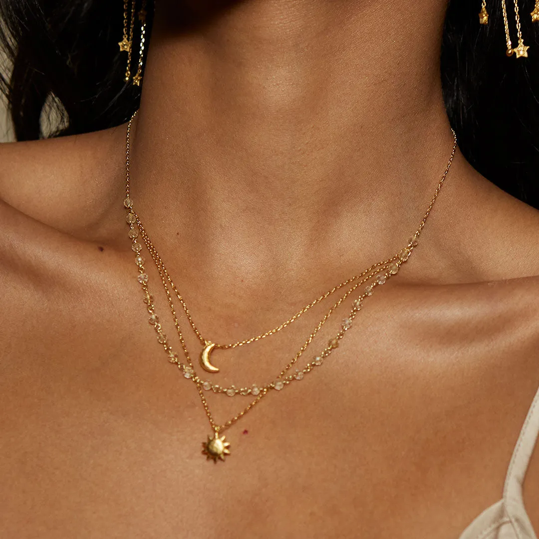 Cast a Light, Sun, Moon & Citrine Triple Necklace