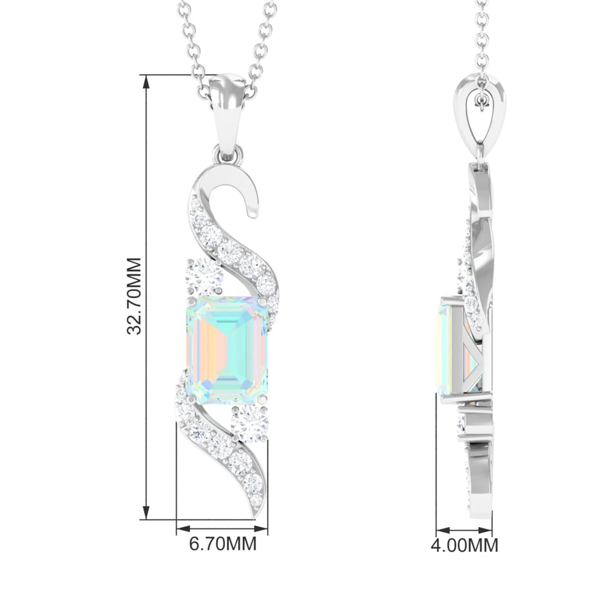 Certified Ethiopian Opal Pendant Necklace with Diamond