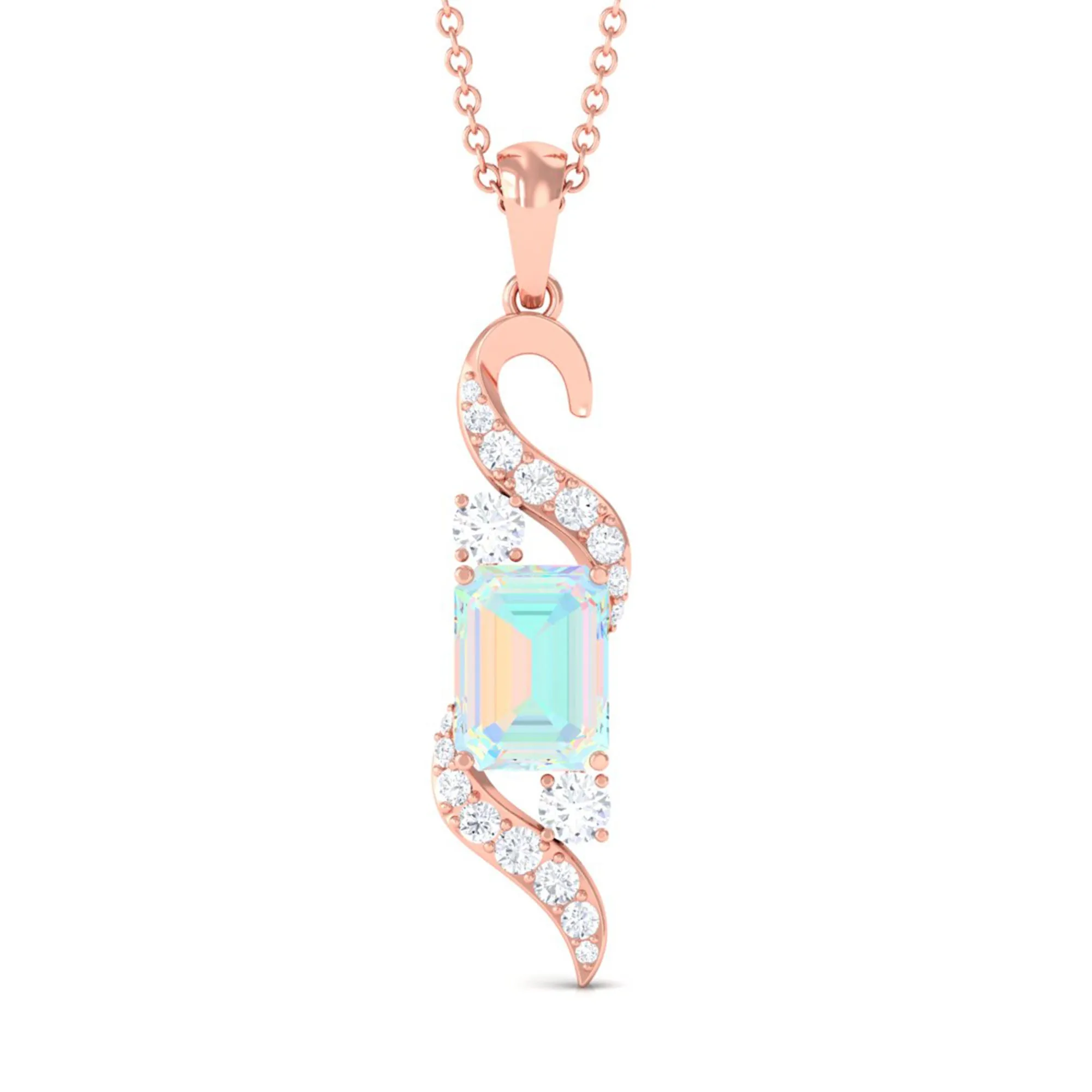 Certified Ethiopian Opal Pendant Necklace with Diamond