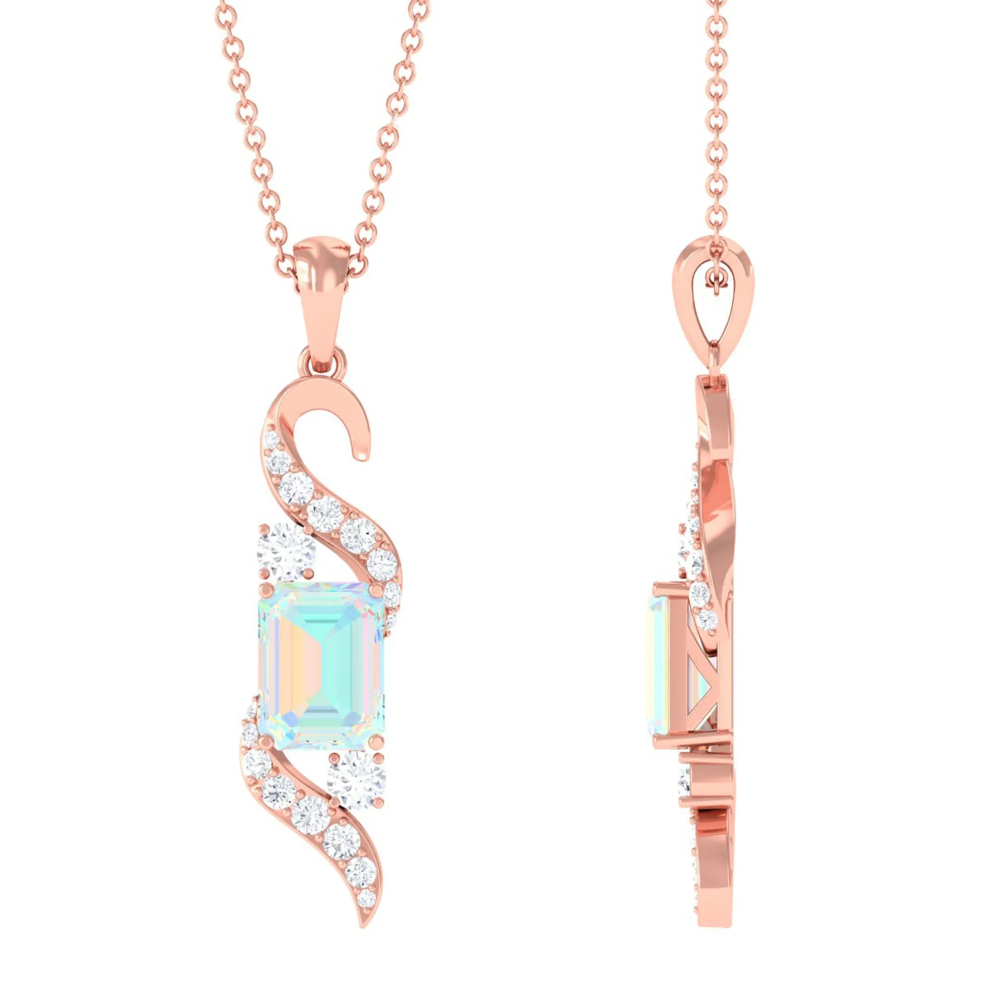Certified Ethiopian Opal Pendant Necklace with Diamond