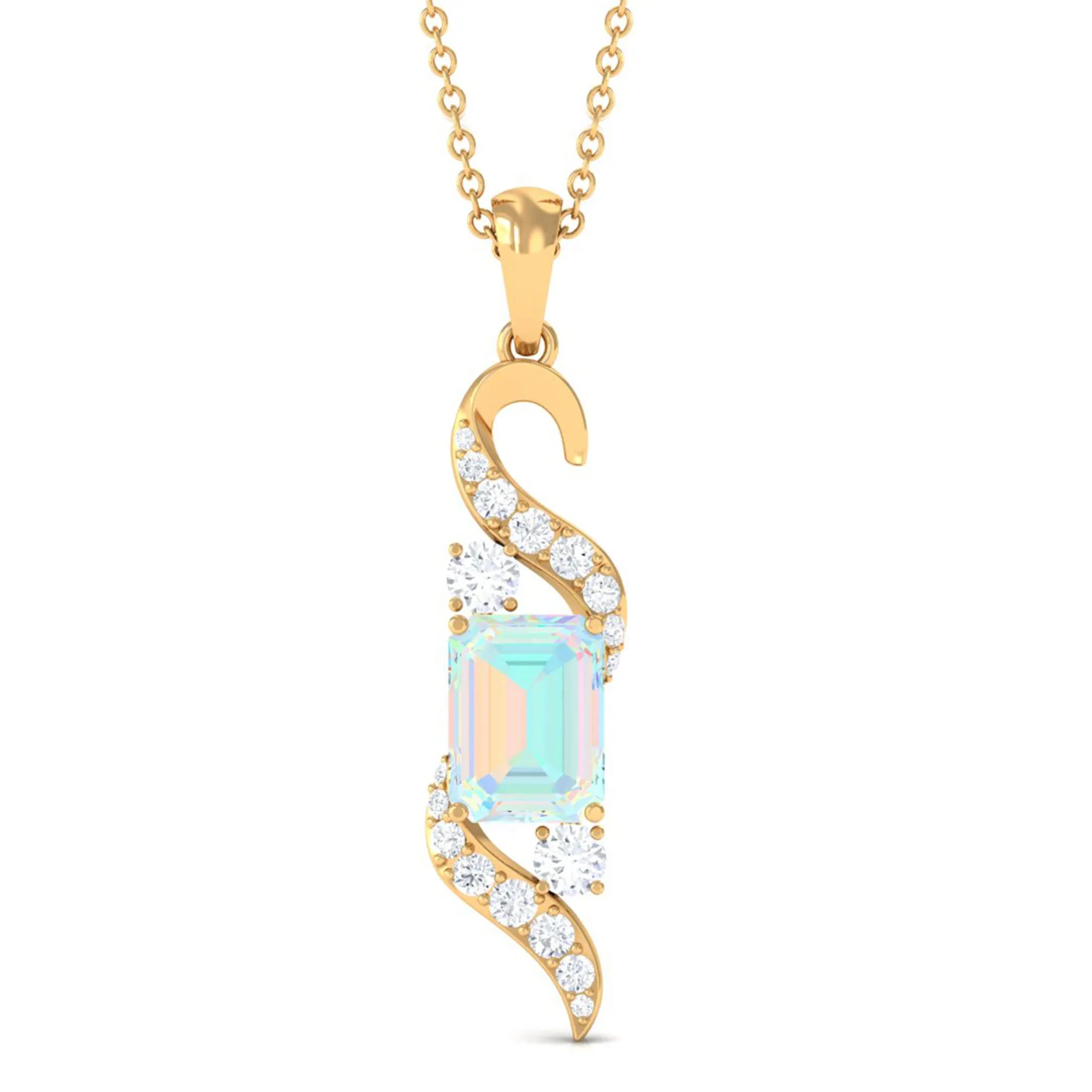 Certified Ethiopian Opal Pendant Necklace with Diamond