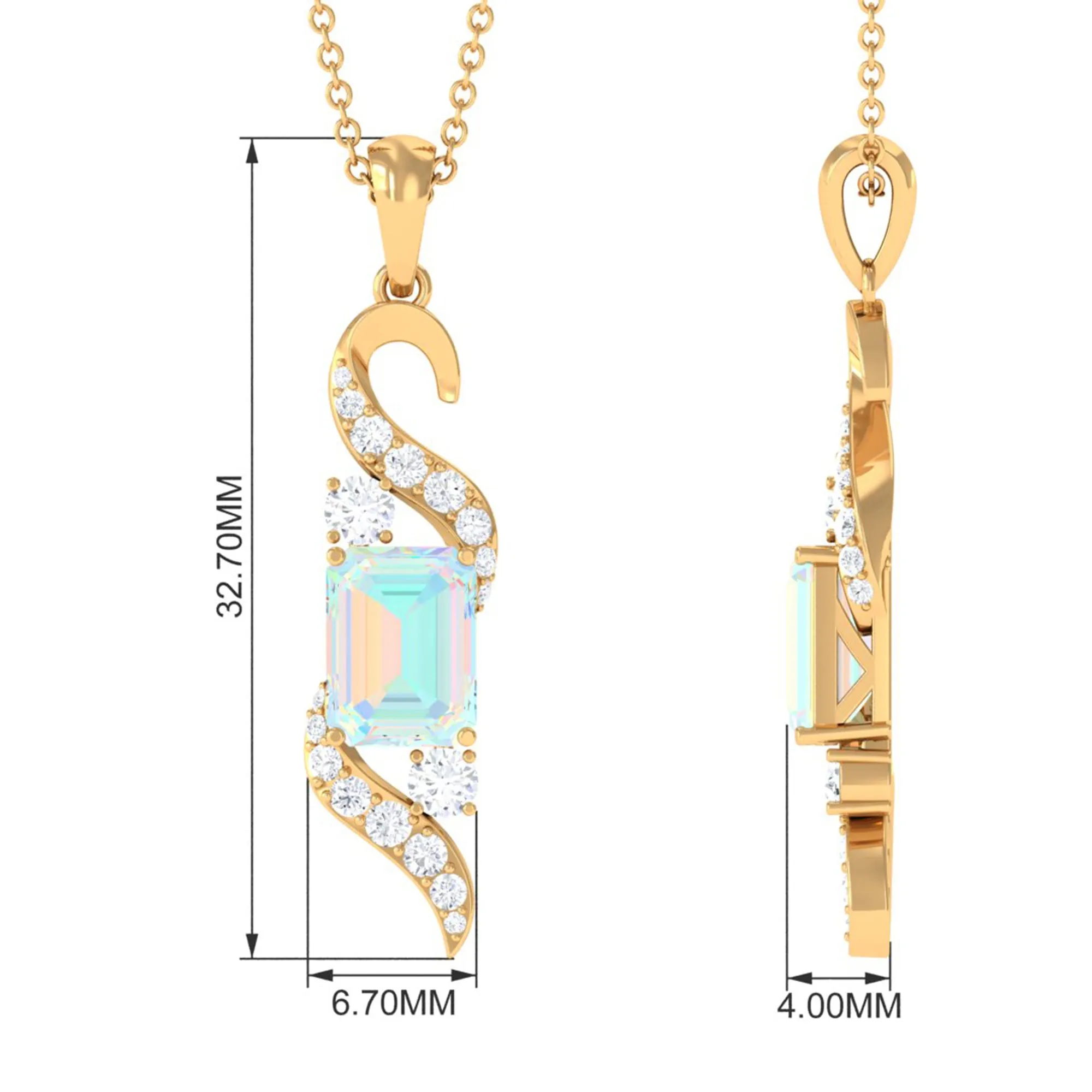 Certified Ethiopian Opal Pendant Necklace with Diamond