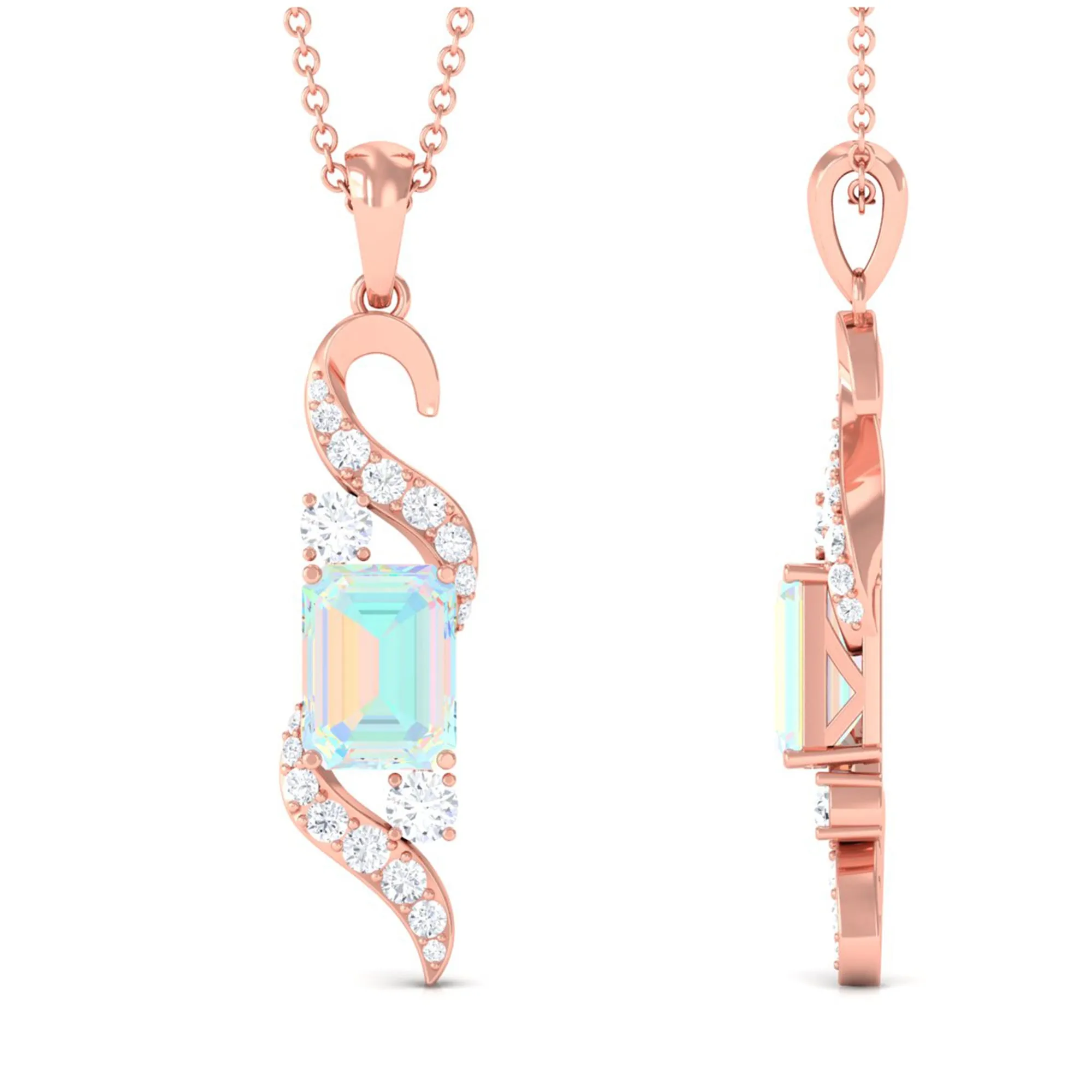 Certified Ethiopian Opal Pendant Necklace with Diamond