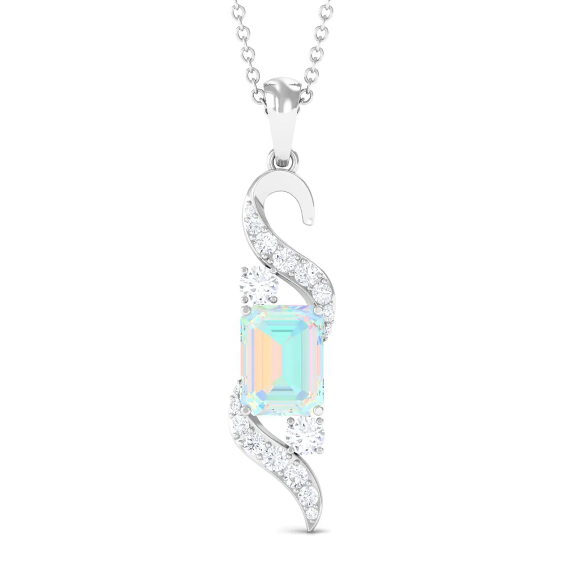 Certified Ethiopian Opal Pendant Necklace with Diamond