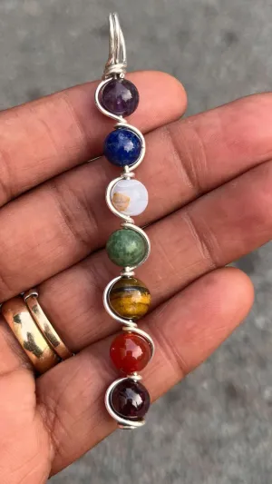Chakra Gemstone Sterling Silver Wirewrapped Pendant Necklace