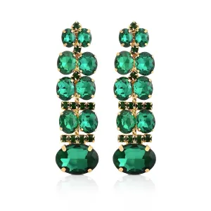 Cherie Rhinestone Drop Earrings (Emerald Green)