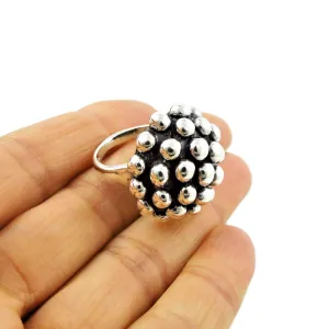 Chunky Sterling Silver Dandelion Flower Cocktail Ring