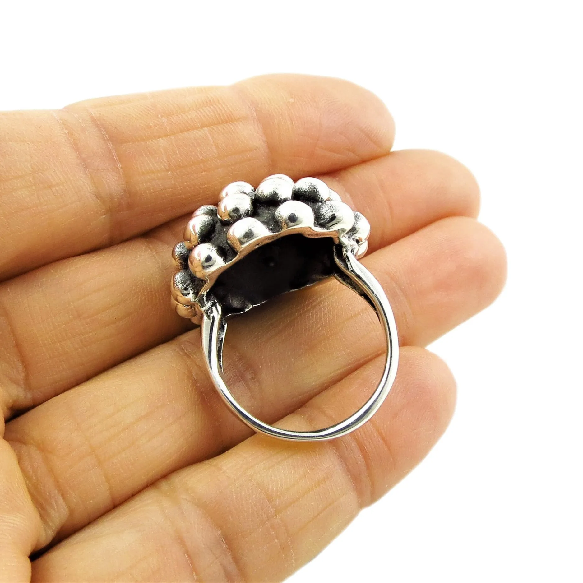 Chunky Sterling Silver Dandelion Flower Cocktail Ring
