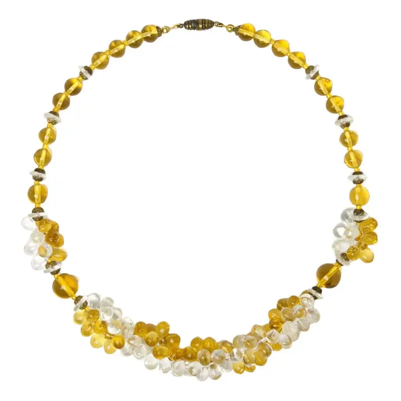 Citrine & Clear Glass Bead Necklace