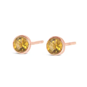 Citrine Mini Stud Earrings | Rose Gold - November