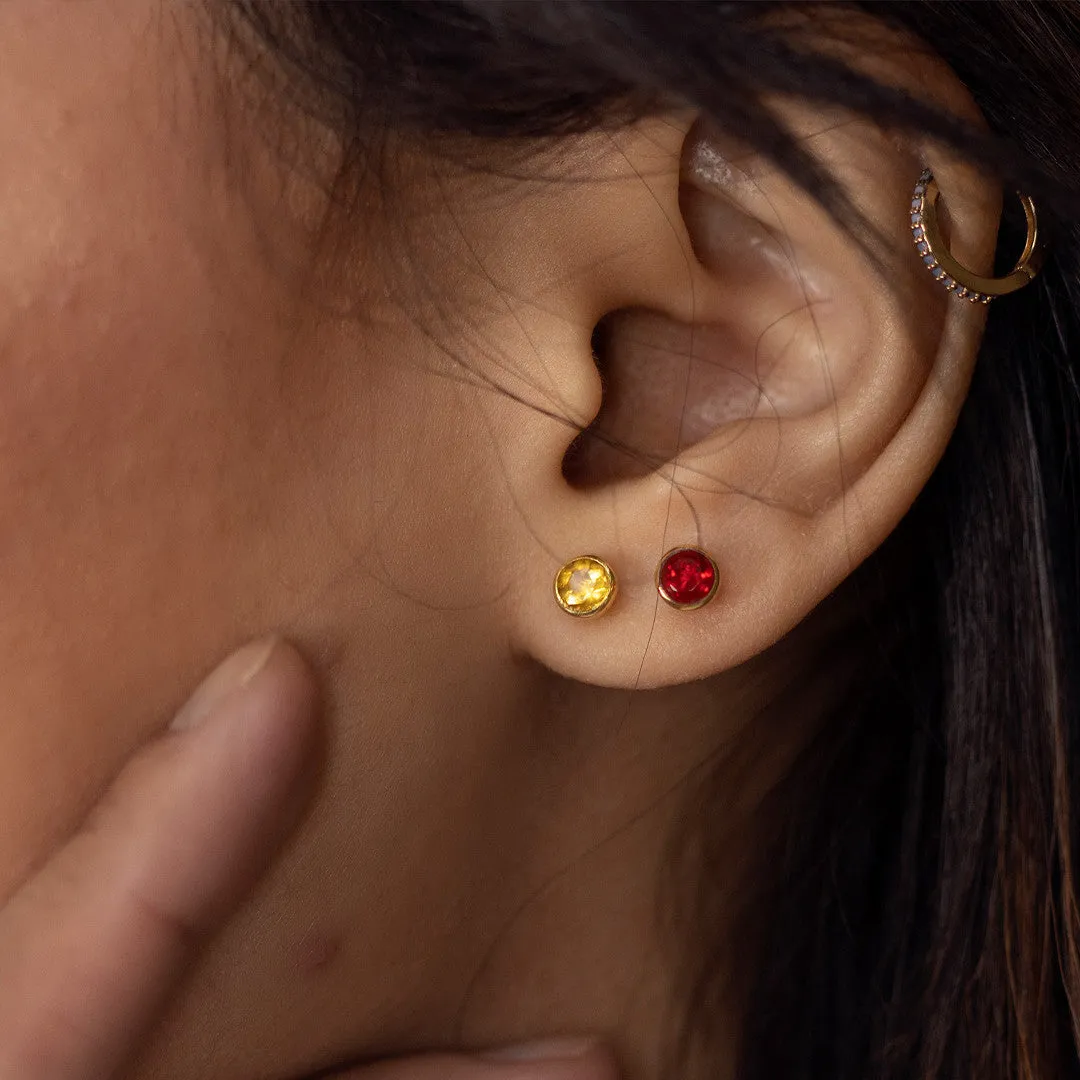 Citrine Mini Stud Earrings | Rose Gold - November