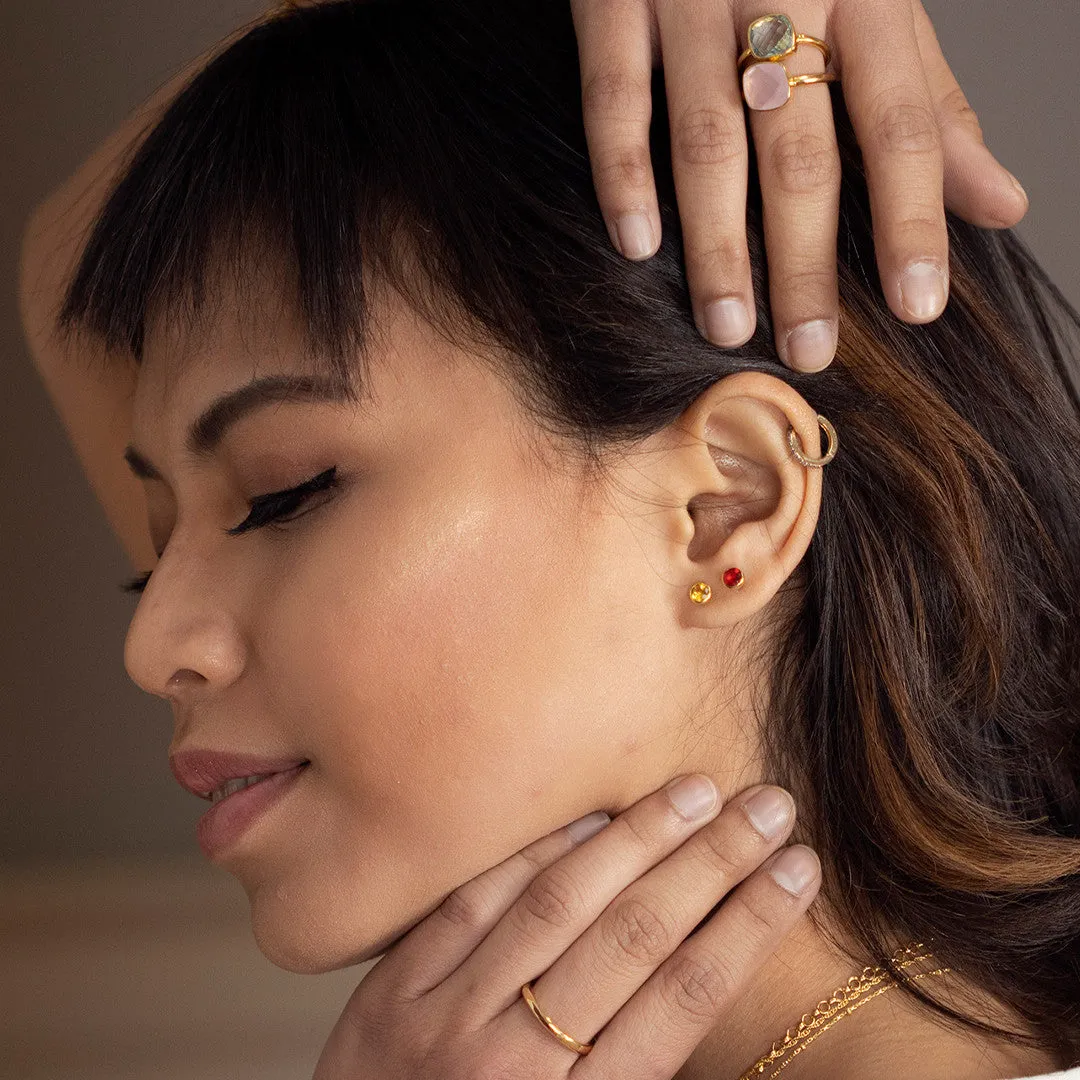 Citrine Mini Stud Earrings | Rose Gold - November
