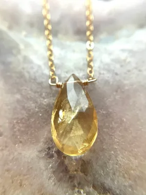 Citrine Pendant Necklace Gold Filled or Sterling Silver - November Birthstone - Citrine Jewelry