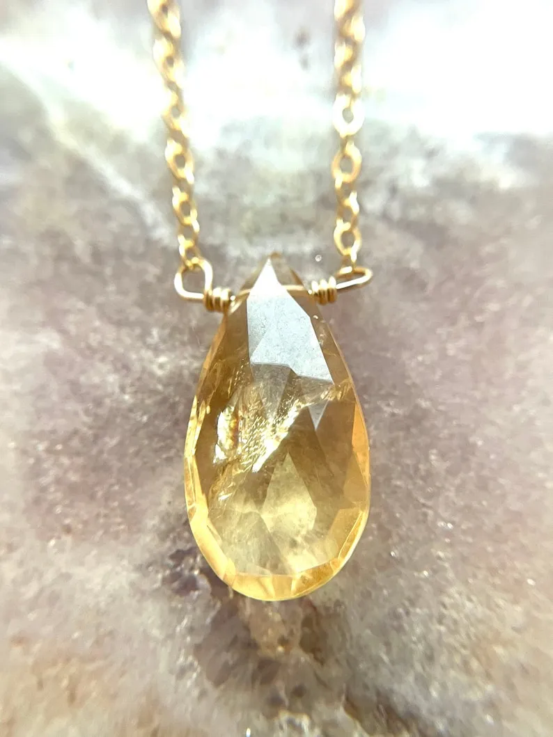 Citrine Pendant Necklace Gold Filled or Sterling Silver - November Birthstone - Citrine Jewelry