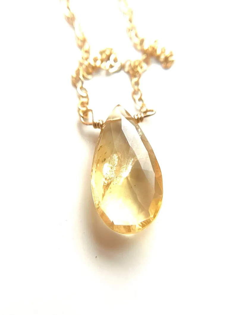 Citrine Pendant Necklace Gold Filled or Sterling Silver - November Birthstone - Citrine Jewelry