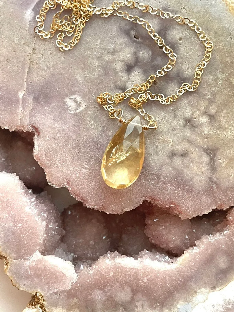 Citrine Pendant Necklace Gold Filled or Sterling Silver - November Birthstone - Citrine Jewelry