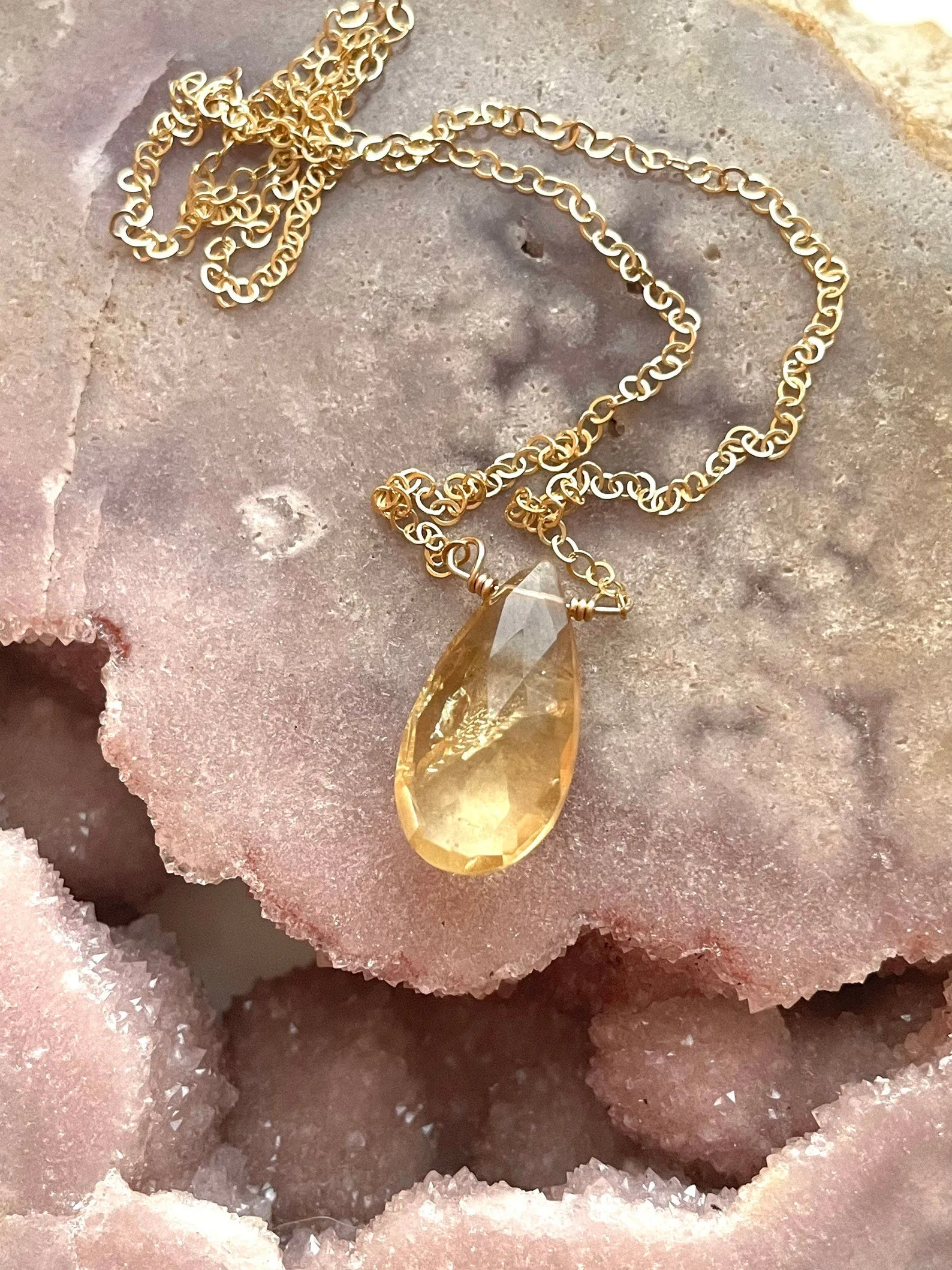 Citrine Pendant Necklace Gold Filled or Sterling Silver - November Birthstone - Citrine Jewelry