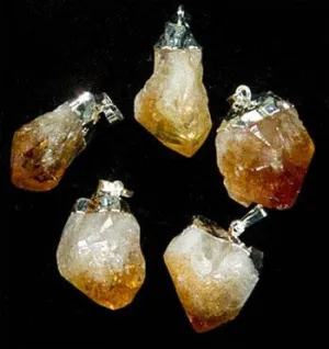Citrine Point Necklace w/ silver plate chain - Gift packaged!