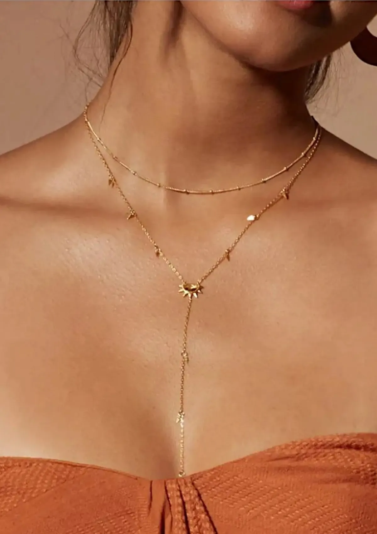 Citrine Sun Lariat Necklace