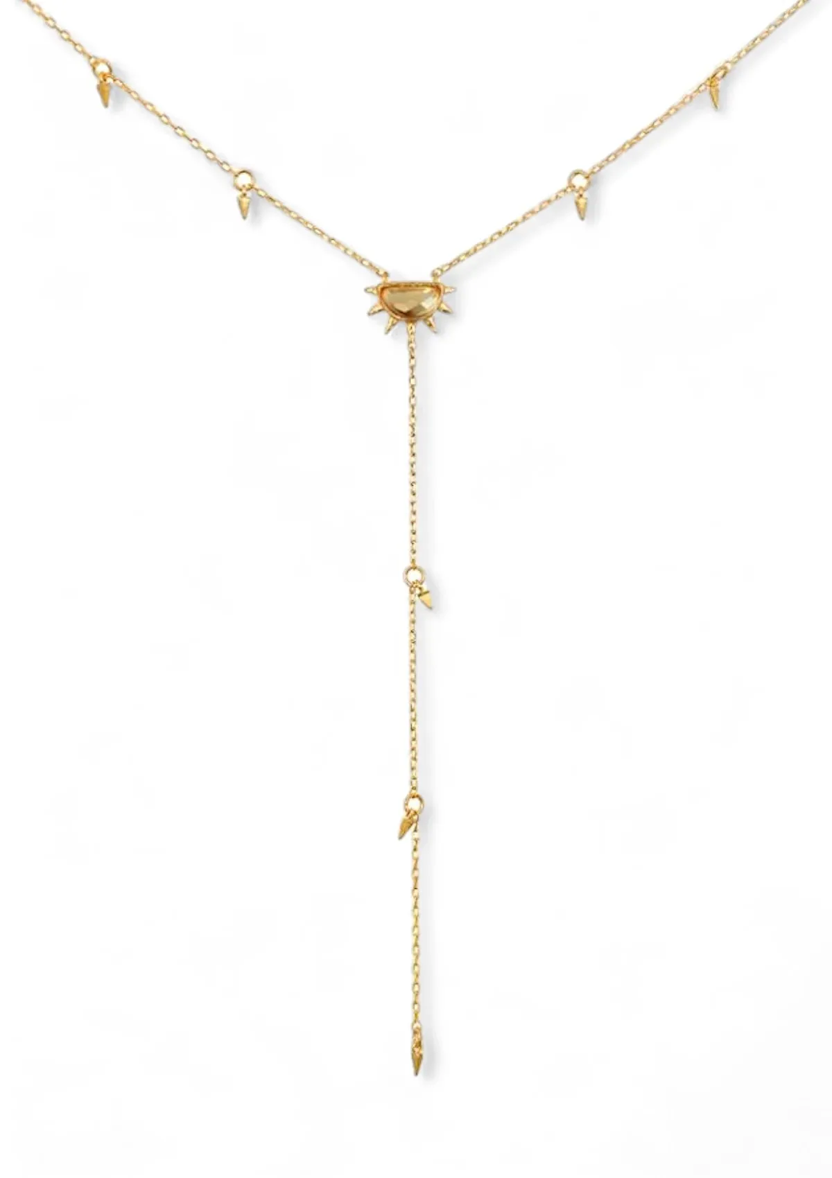 Citrine Sun Lariat Necklace