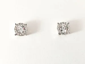 Classic Round Cut Single 8 mm CZ Stud Screw Back Silver Earrings