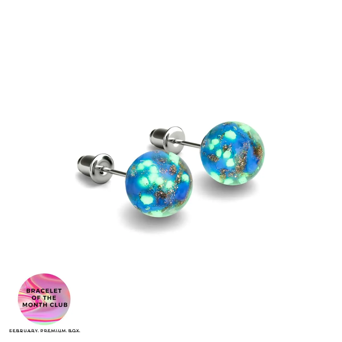 Cobalt | .925 Sterling Silver | Firefly Glass Stud Earrings