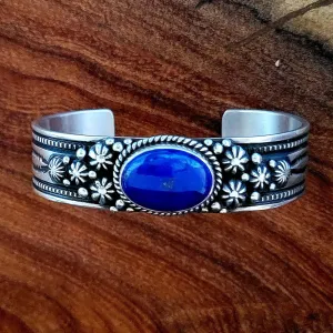 Cuff Bracelet with Blue Lapis Stone GAL-BRC-0001