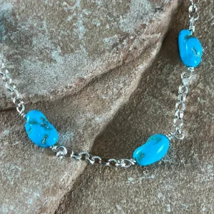David Rosales Arizona Blue Turquoise Beaded Sterling Silver Necklace