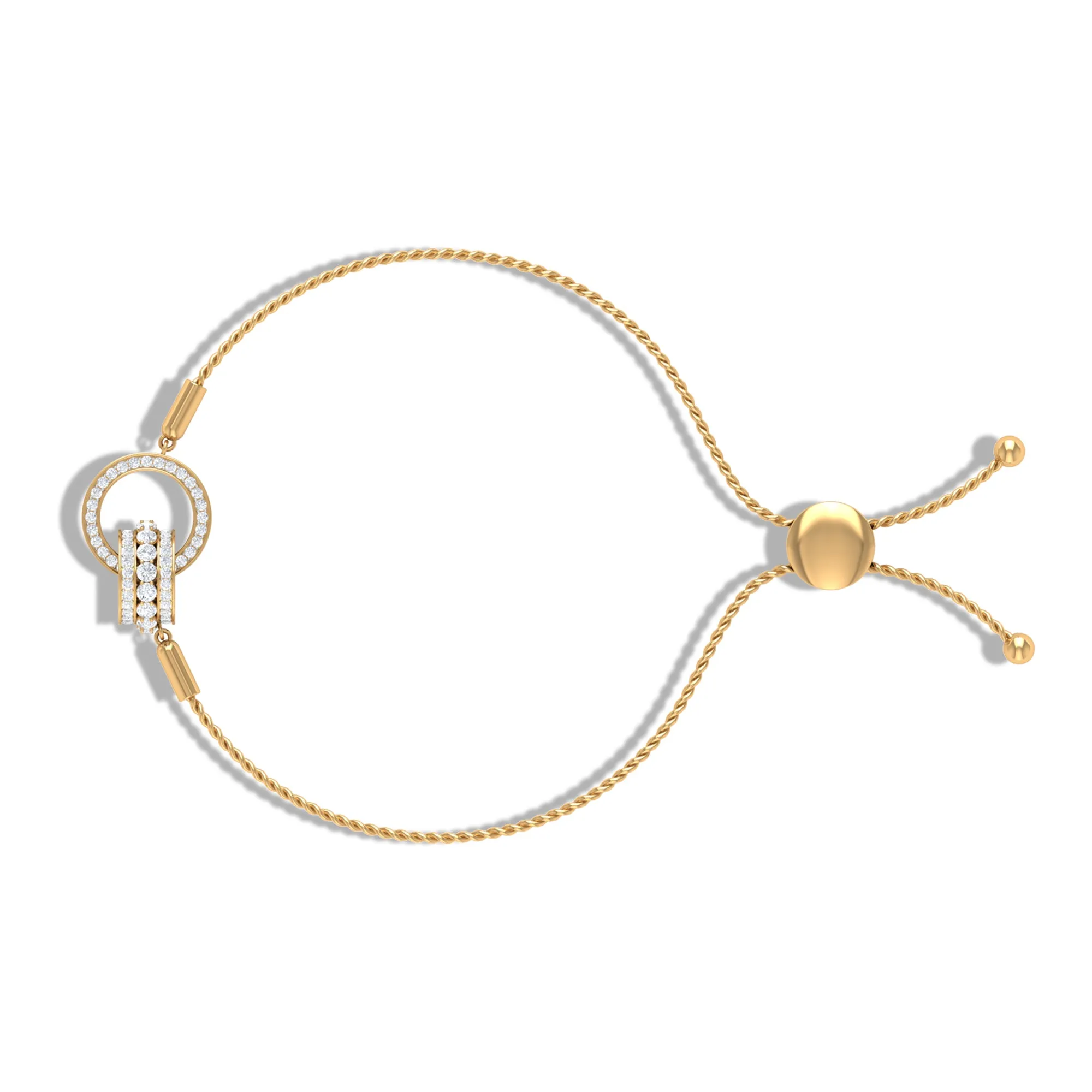 Designer Interlock Zircon Bolo Chain Bracelet in Gold