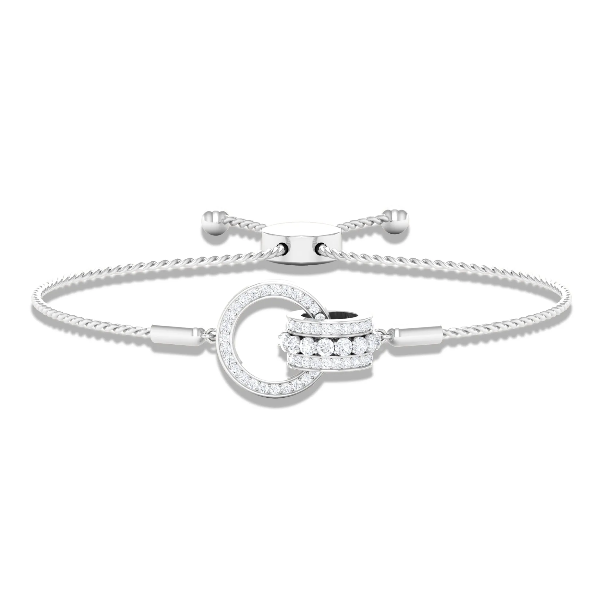 Designer Interlock Zircon Bolo Chain Bracelet in Gold