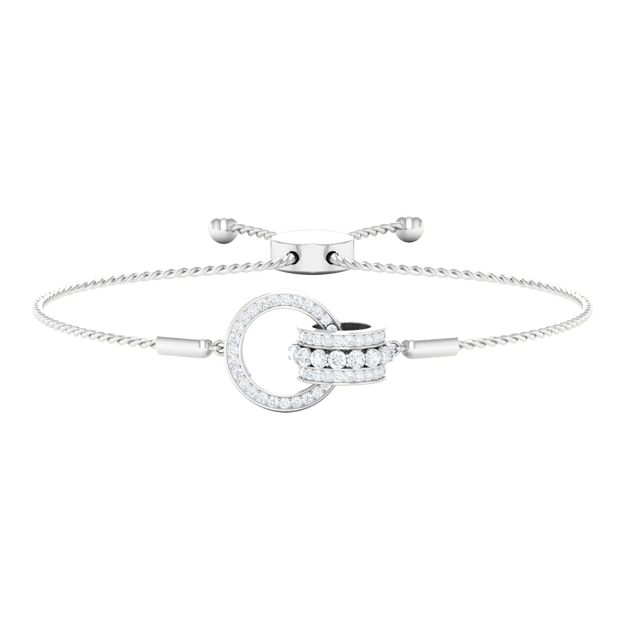 Designer Interlock Zircon Bolo Chain Bracelet in Gold