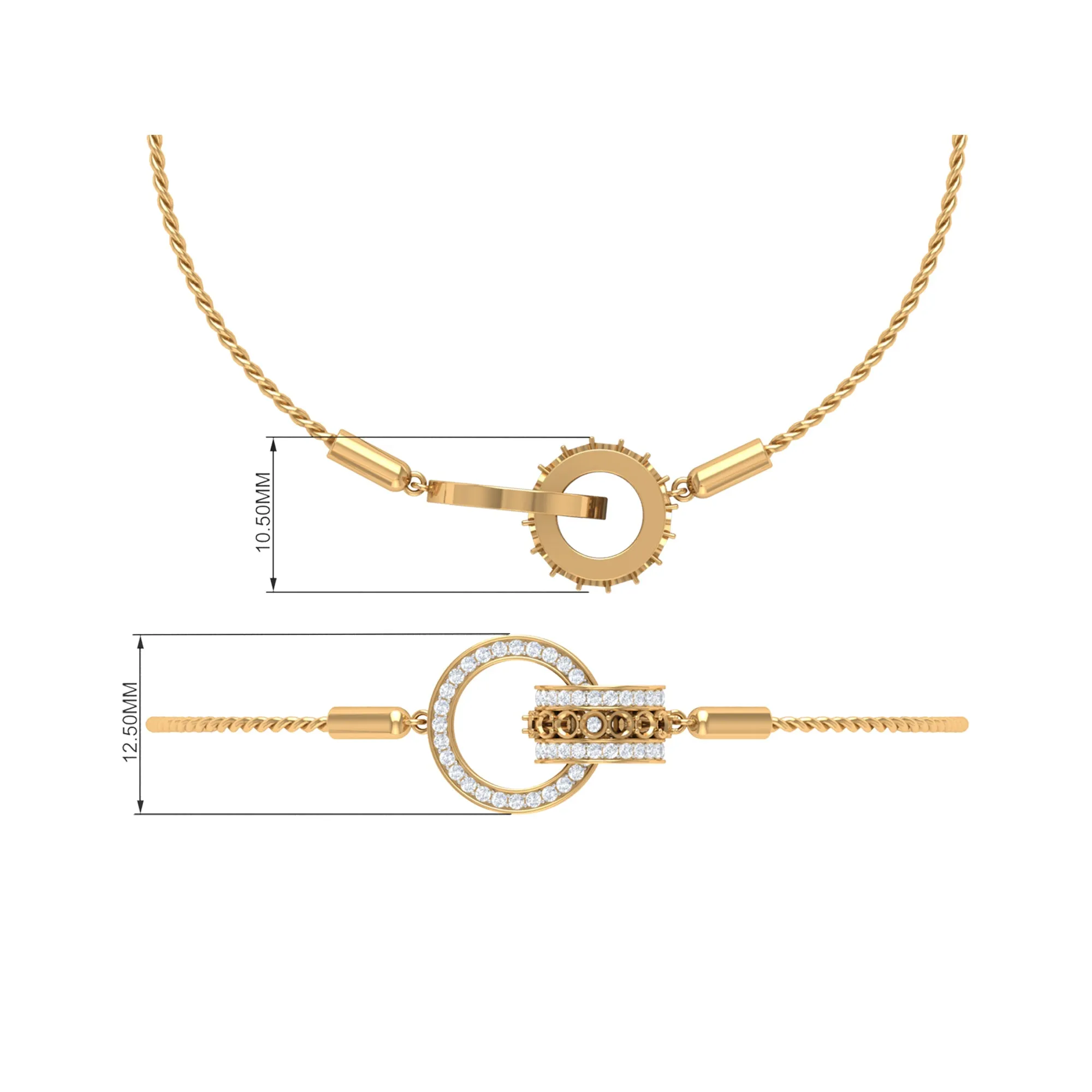 Designer Interlock Zircon Bolo Chain Bracelet in Gold