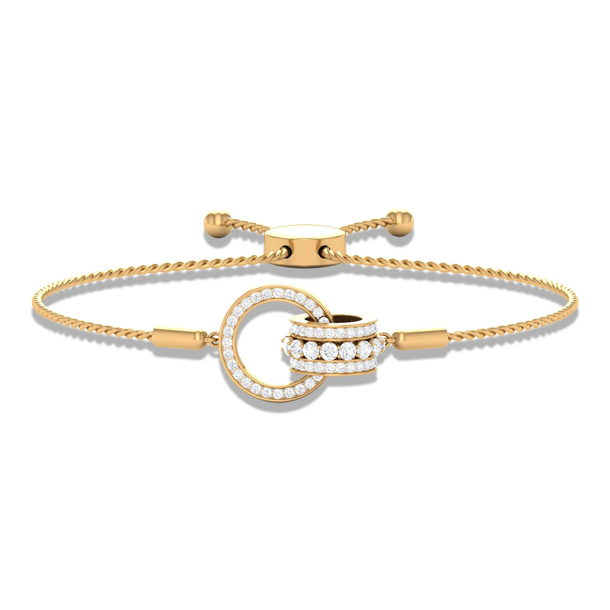 Designer Interlock Zircon Bolo Chain Bracelet in Gold