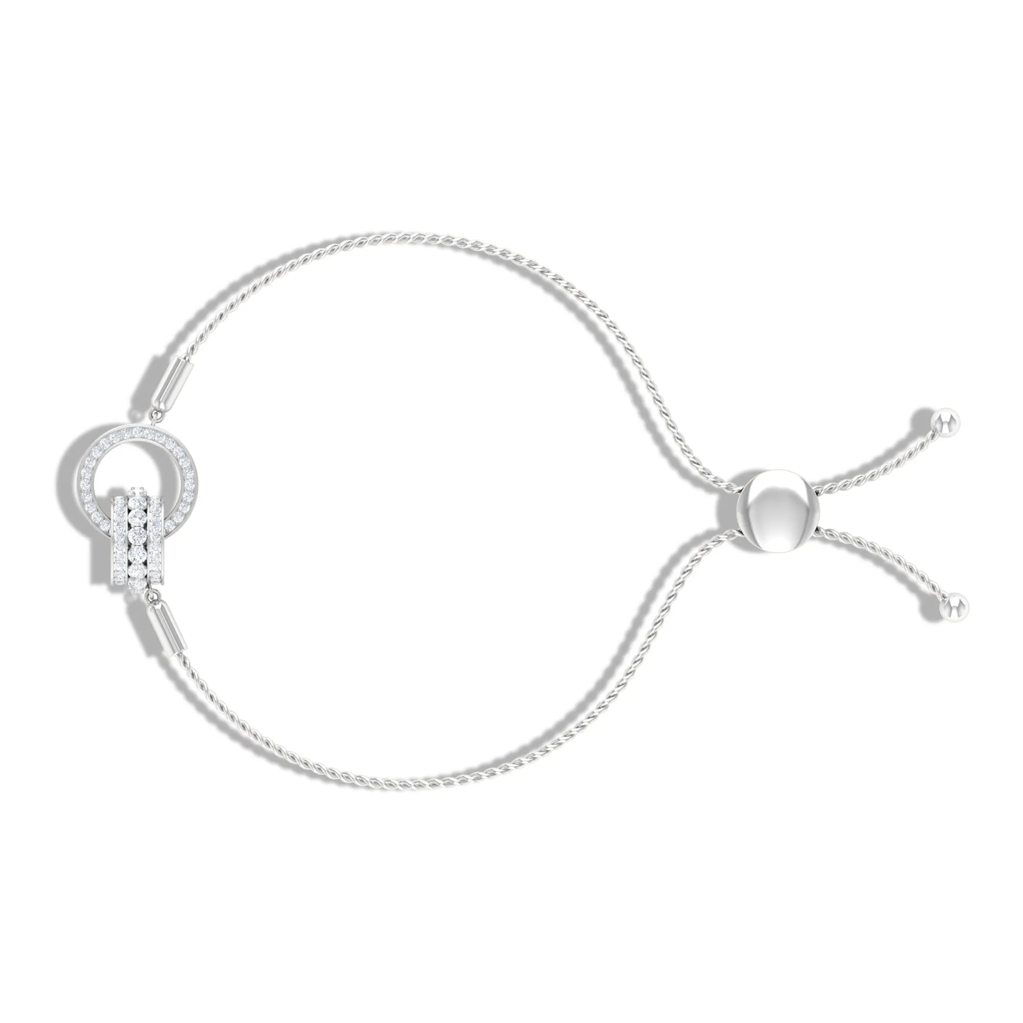 Designer Interlock Zircon Bolo Chain Bracelet in Gold