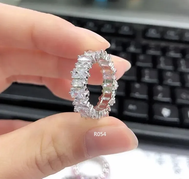 Diamond band rings 18k gold plated