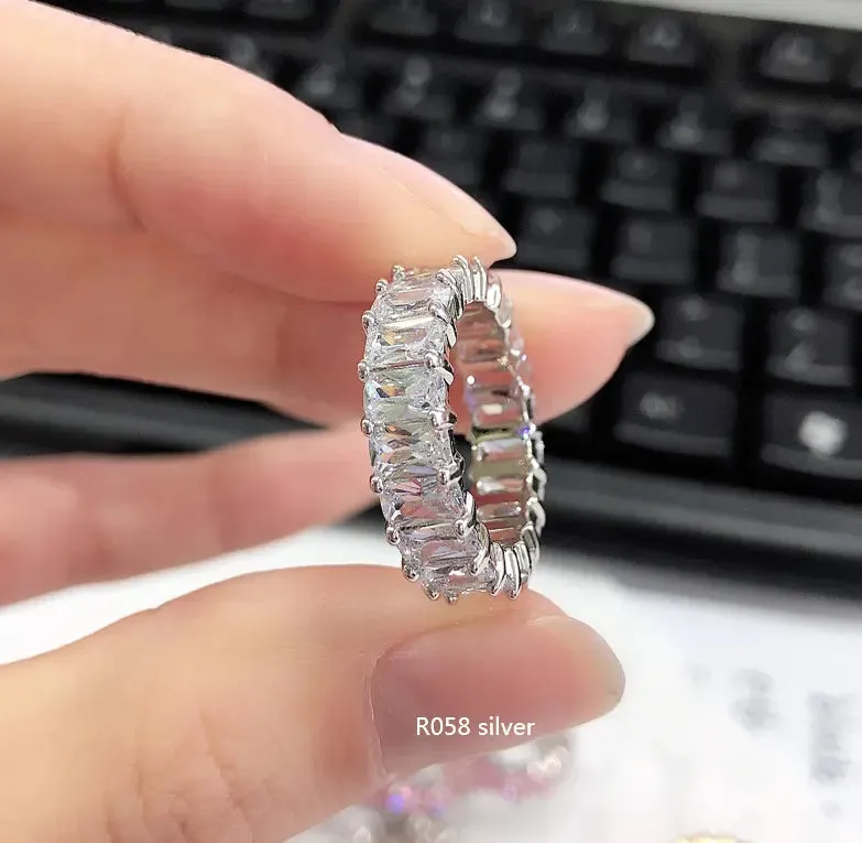 Diamond band rings 18k gold plated
