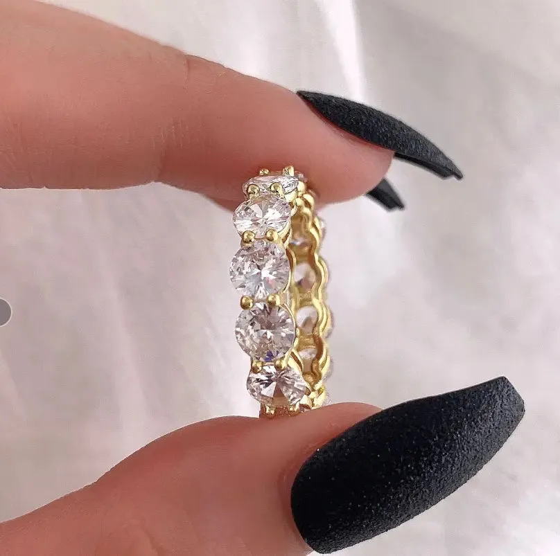 Diamond band rings 18k gold plated