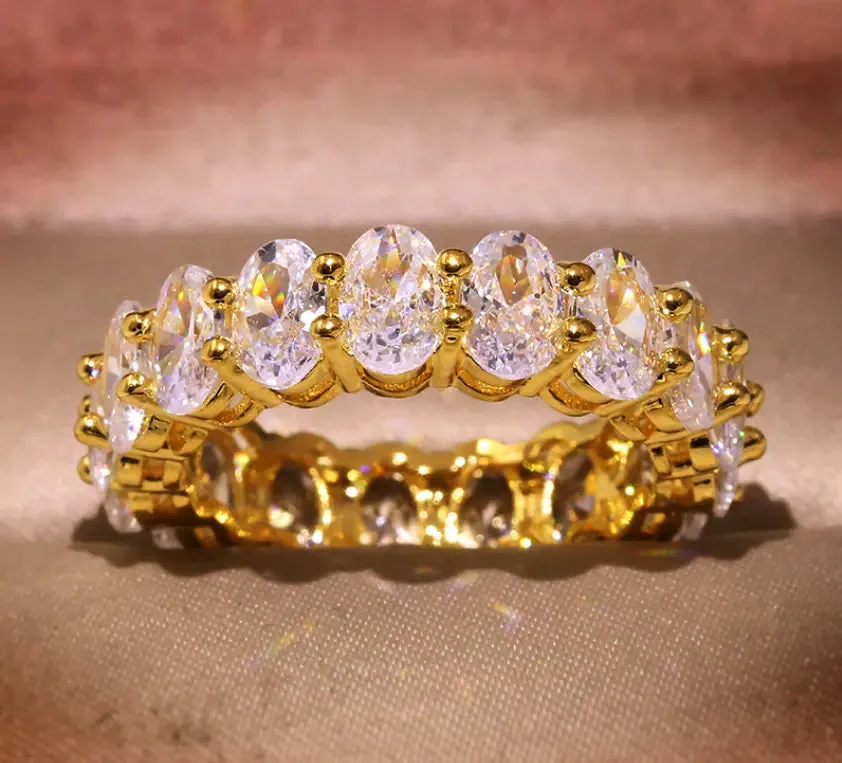 Diamond band rings 18k gold plated